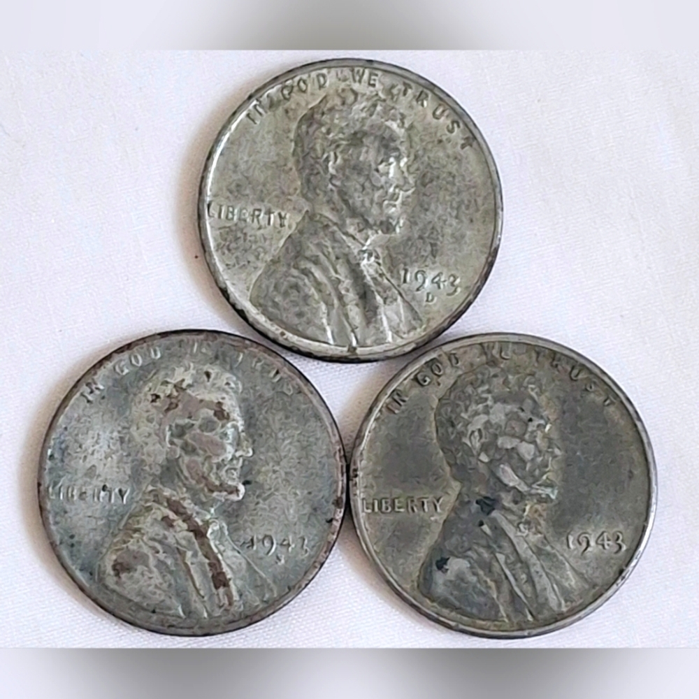 1943 Denver Philadelphia And San Francisco Minted Steel Wheat Pennies